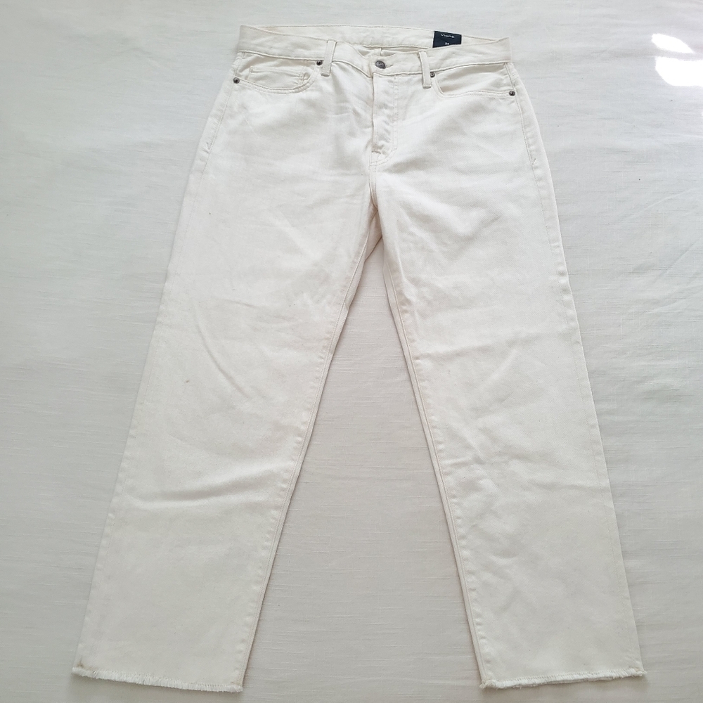 Vince Cream Jeans Denim Cropped Ankle Pants 100% Cotton 28 Womens 32 Inch Waist - Picture 3 of 12